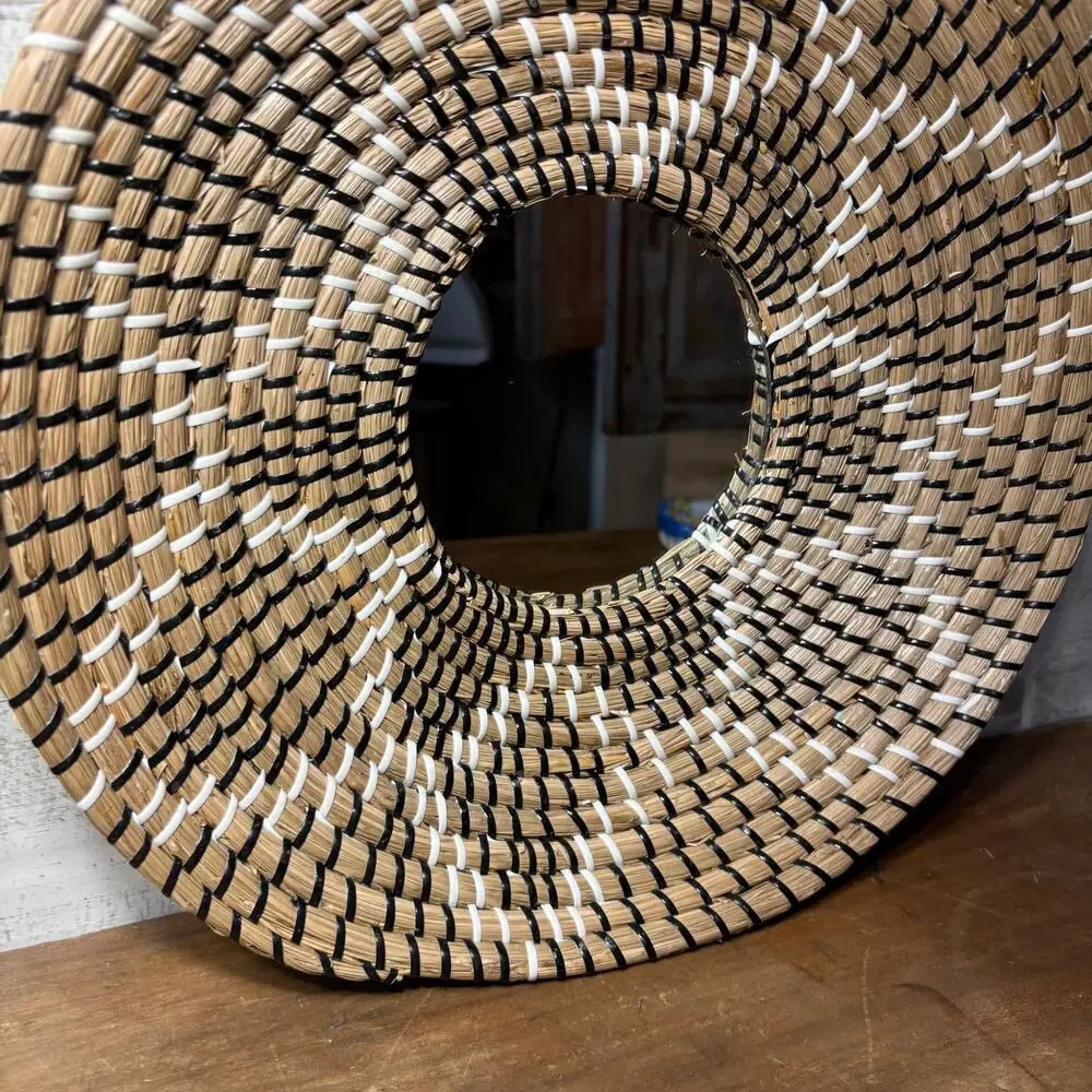 Boho Woven Circular Wall Mirror